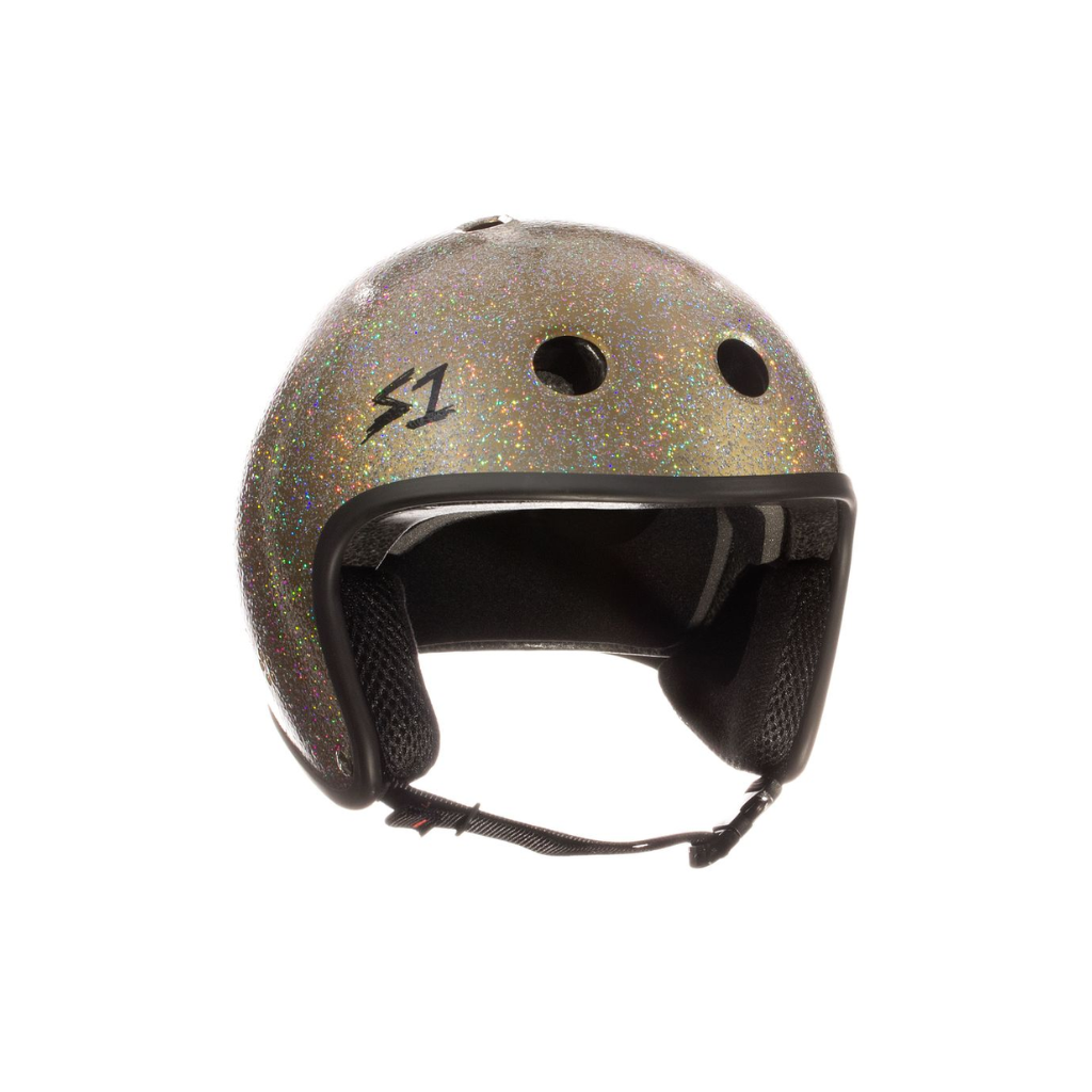 S1 Retro Lifer Helmet - Black Gloss Glitter BMX Helmet