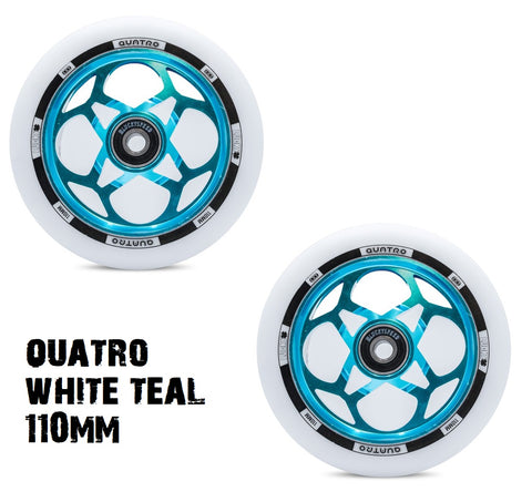 Lucky Scooters QUATRO scooter wheels 110mm - white on teal